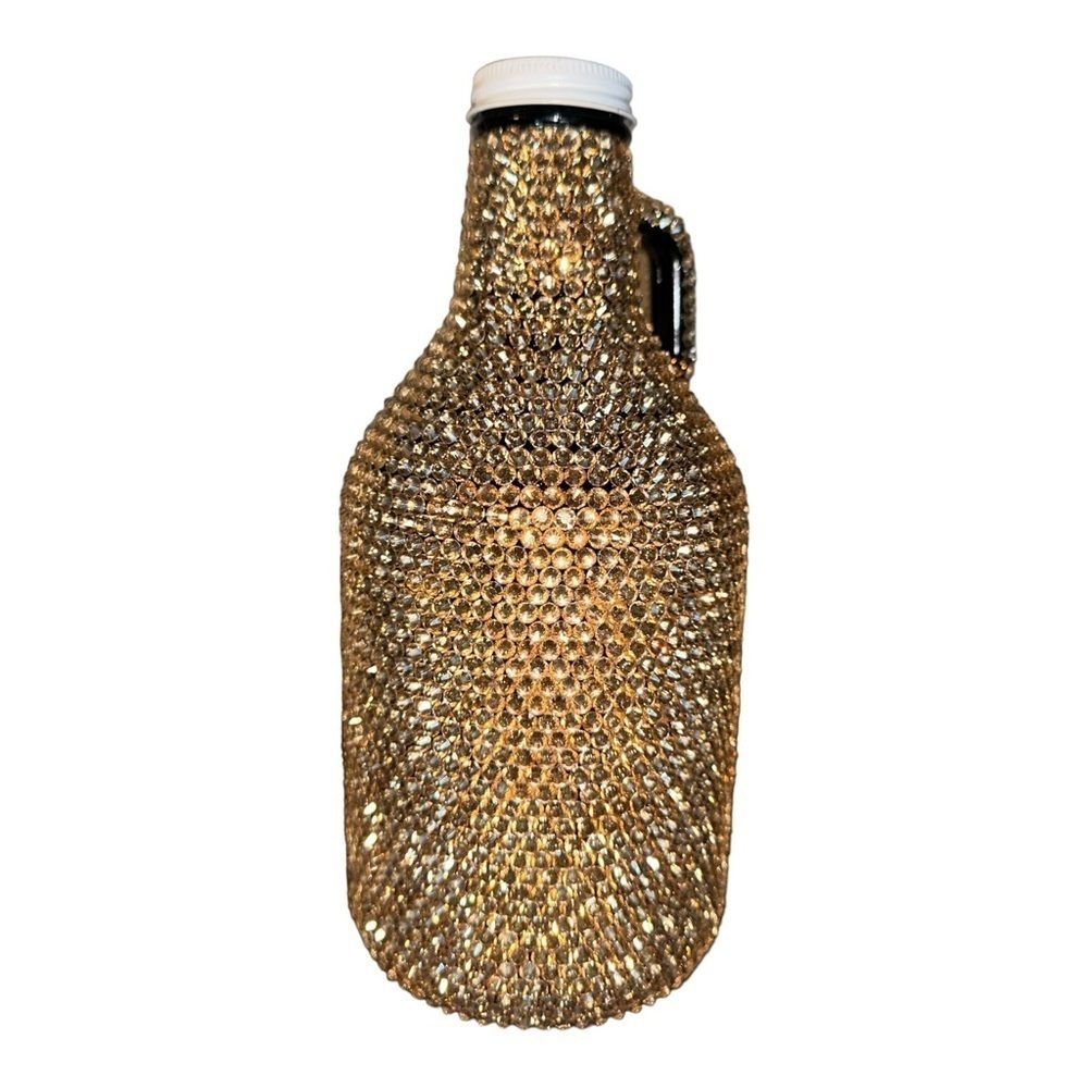 Rhinestoned Bedazzled Beer Growler 32 Ounces Handmade One Of A Kind